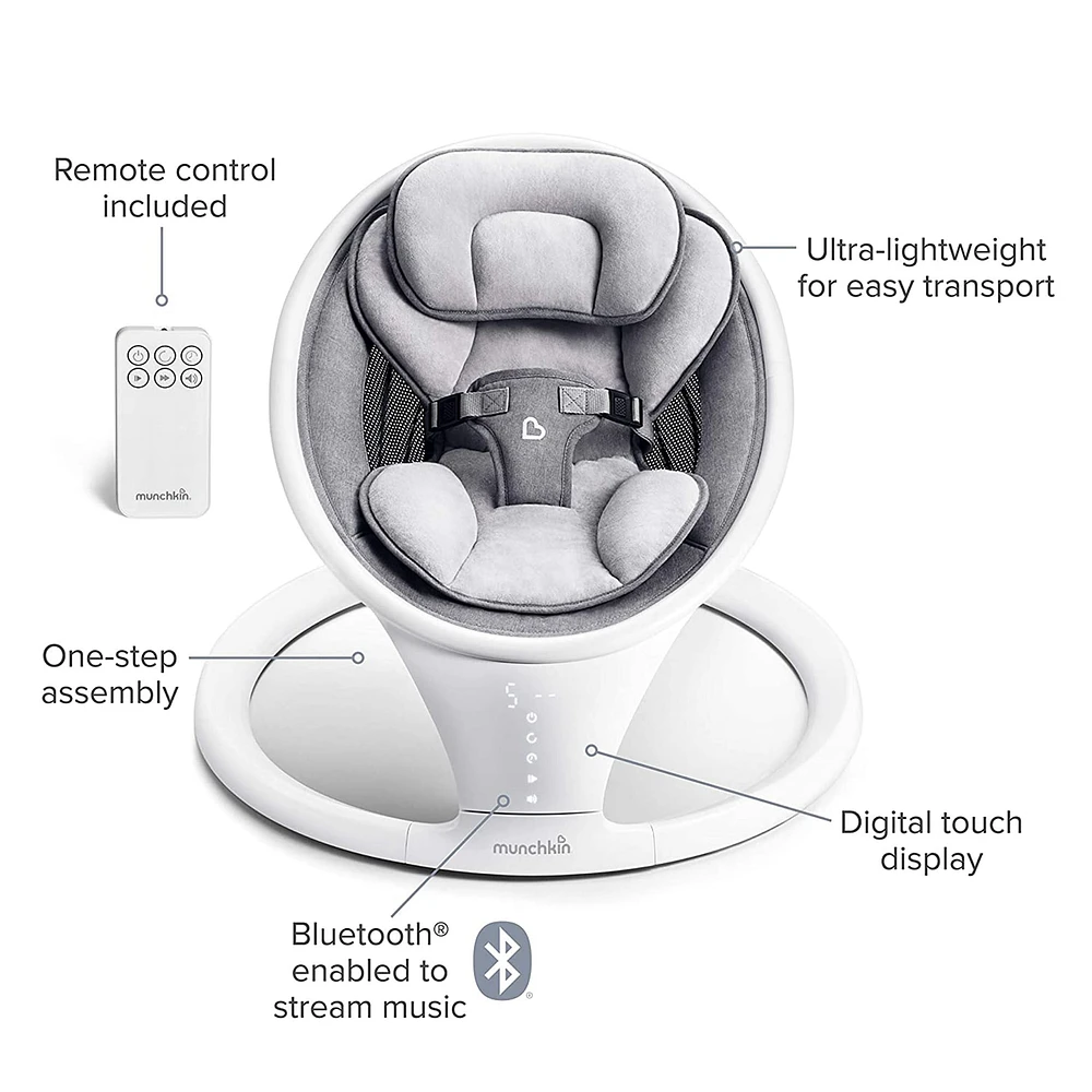 Munchkin Bluetooth Enabled Baby Swing - Grey