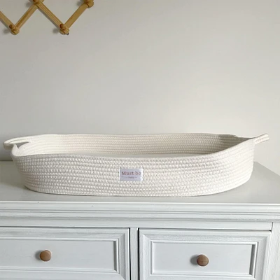 Panier à Langer en coton et Matelas - Meringue