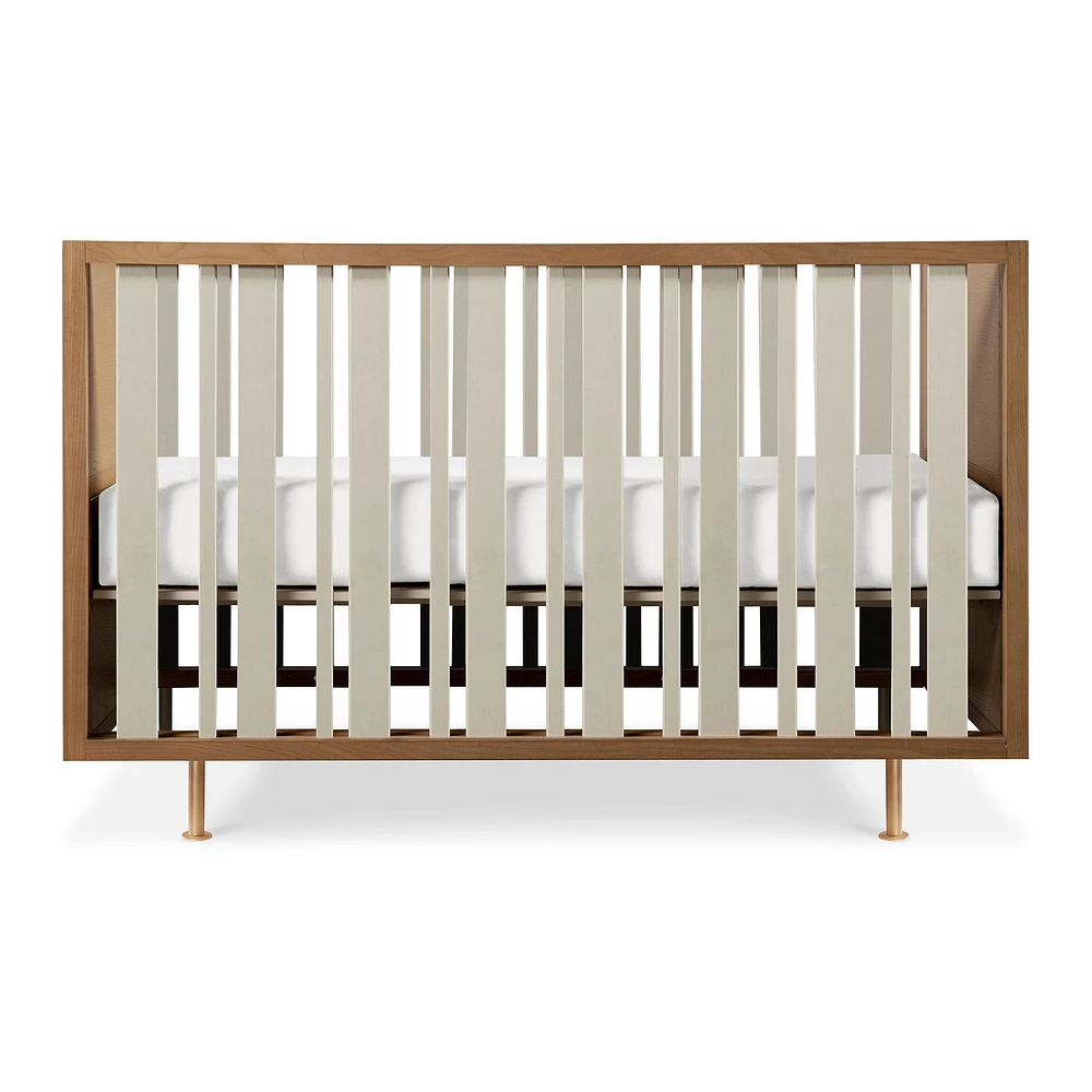 Novella Crib with Toddler Bed Conversion Kit - Stained Ash / Ivory