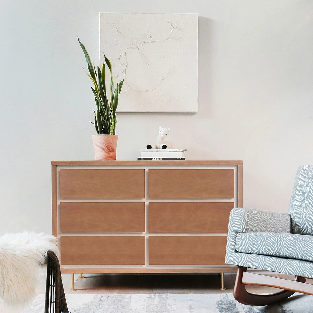 Commode 6 Tiroirs Novella - Frêne teinté / Ivoire