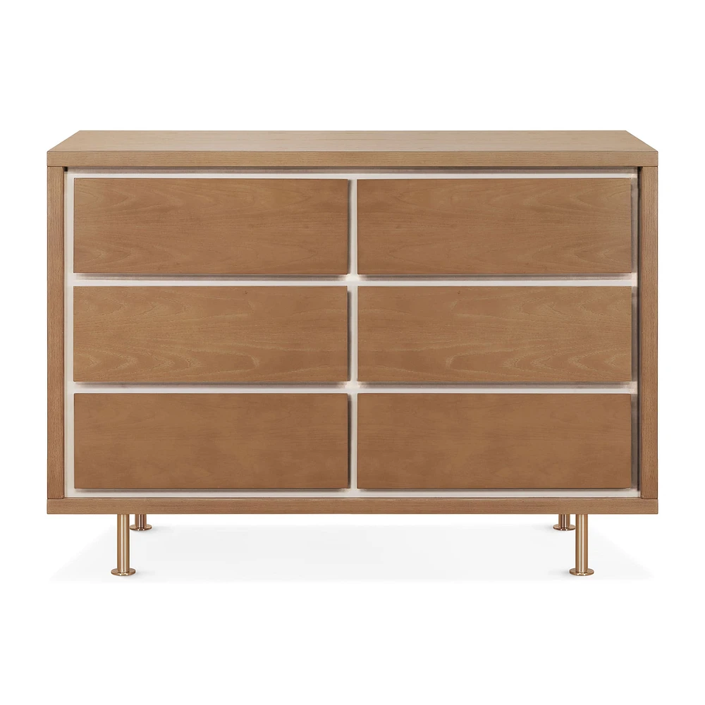 Commode 6 Tiroirs Novella - Frêne teinté / Ivoire
