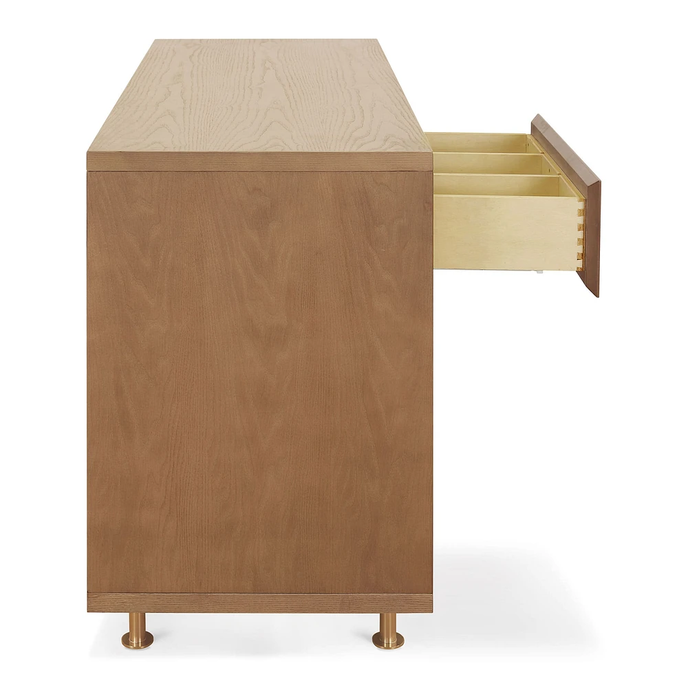 Commode 6 Tiroirs Novella - Frêne teinté / Ivoire