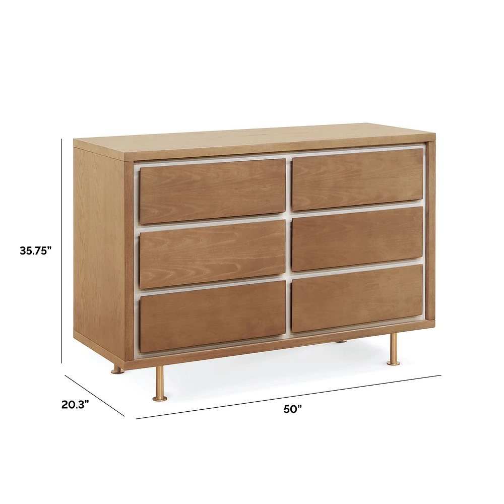 Commode 6 Tiroirs Novella - Frêne teinté / Ivoire
