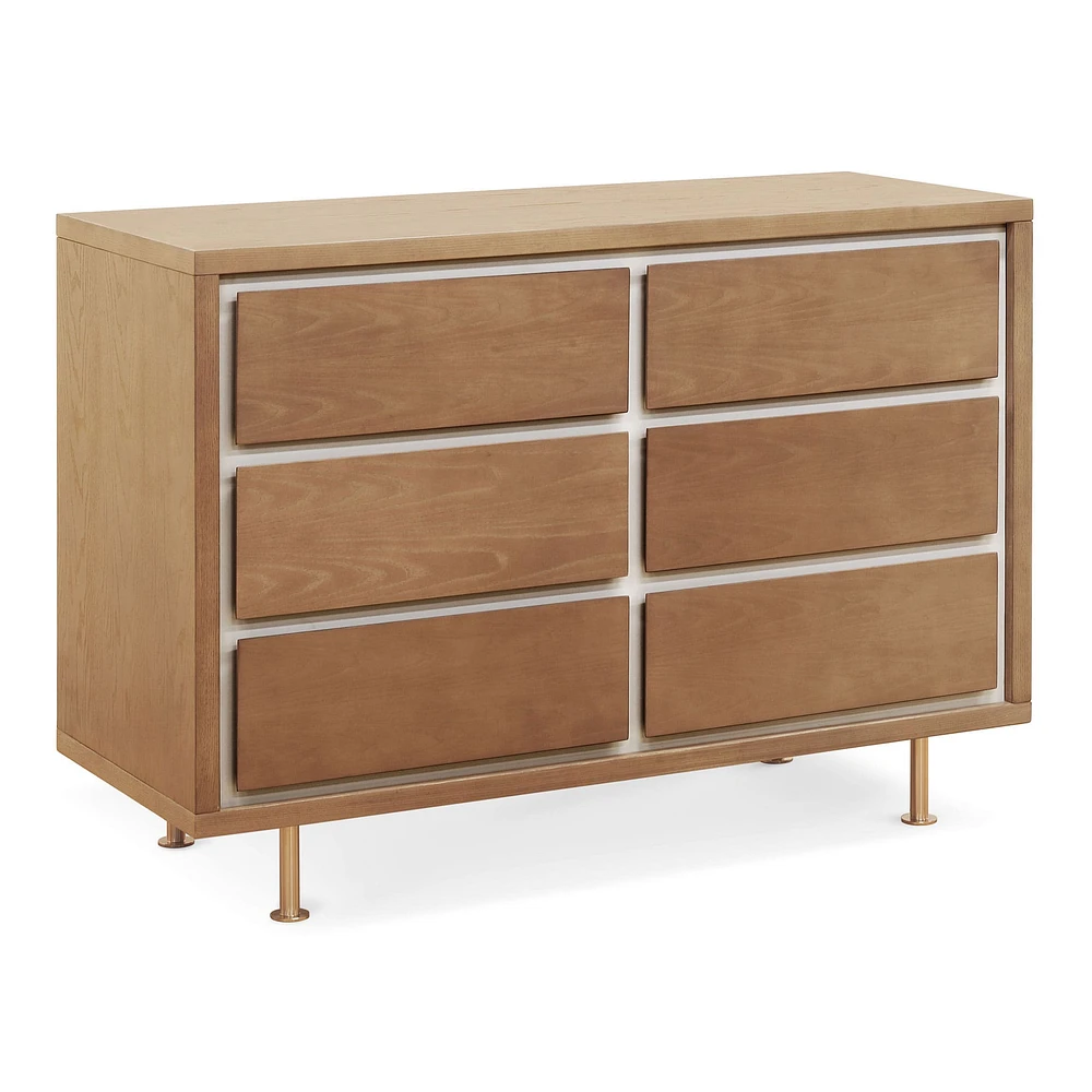 Commode 6 Tiroirs Novella - Frêne teinté / Ivoire