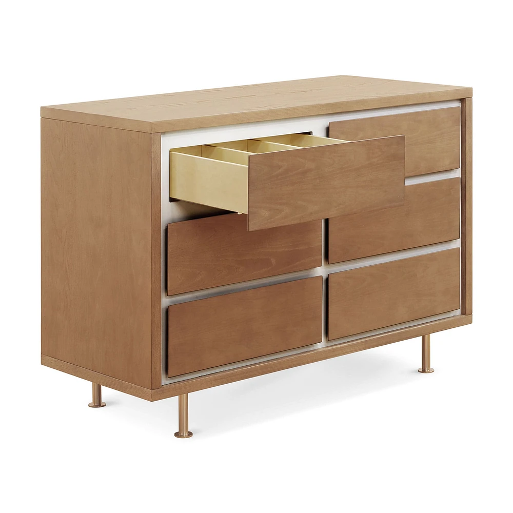 Commode 6 Tiroirs Novella - Frêne teinté / Ivoire