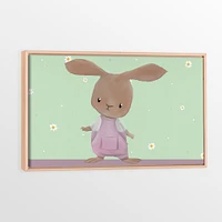 Canvas with Natural Wood Frame - Jumpsuit Bunny