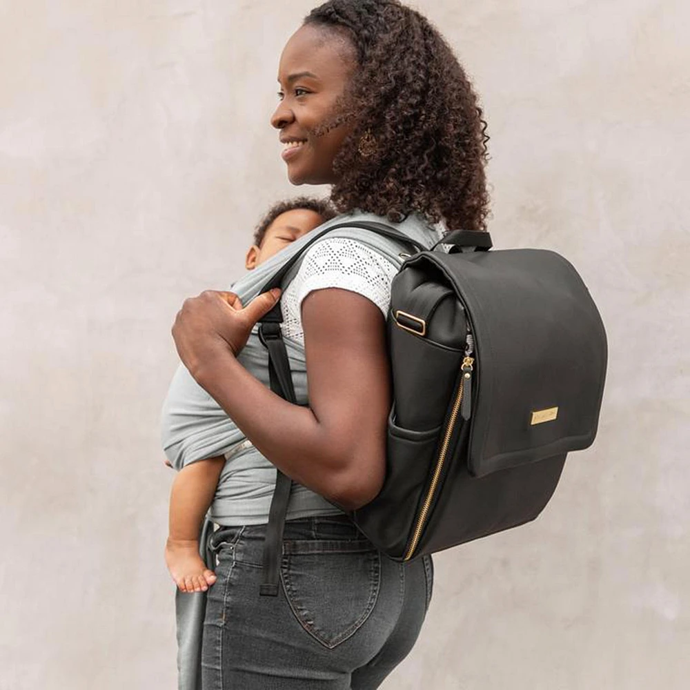 Boxy Diapers Backpack - Black Matte Leatherette