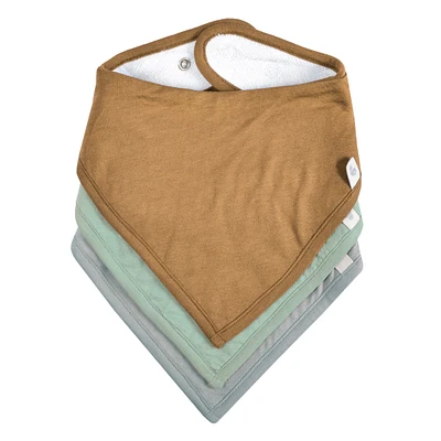 Baby Bandana Bibs (3) - Honey / Moss / Grey