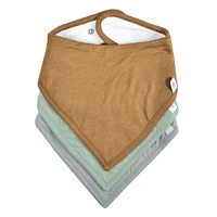 Baby Bandana Bibs (3) - Honey / Moss / Grey