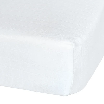 Crib Fitted Sheet Muslin - White