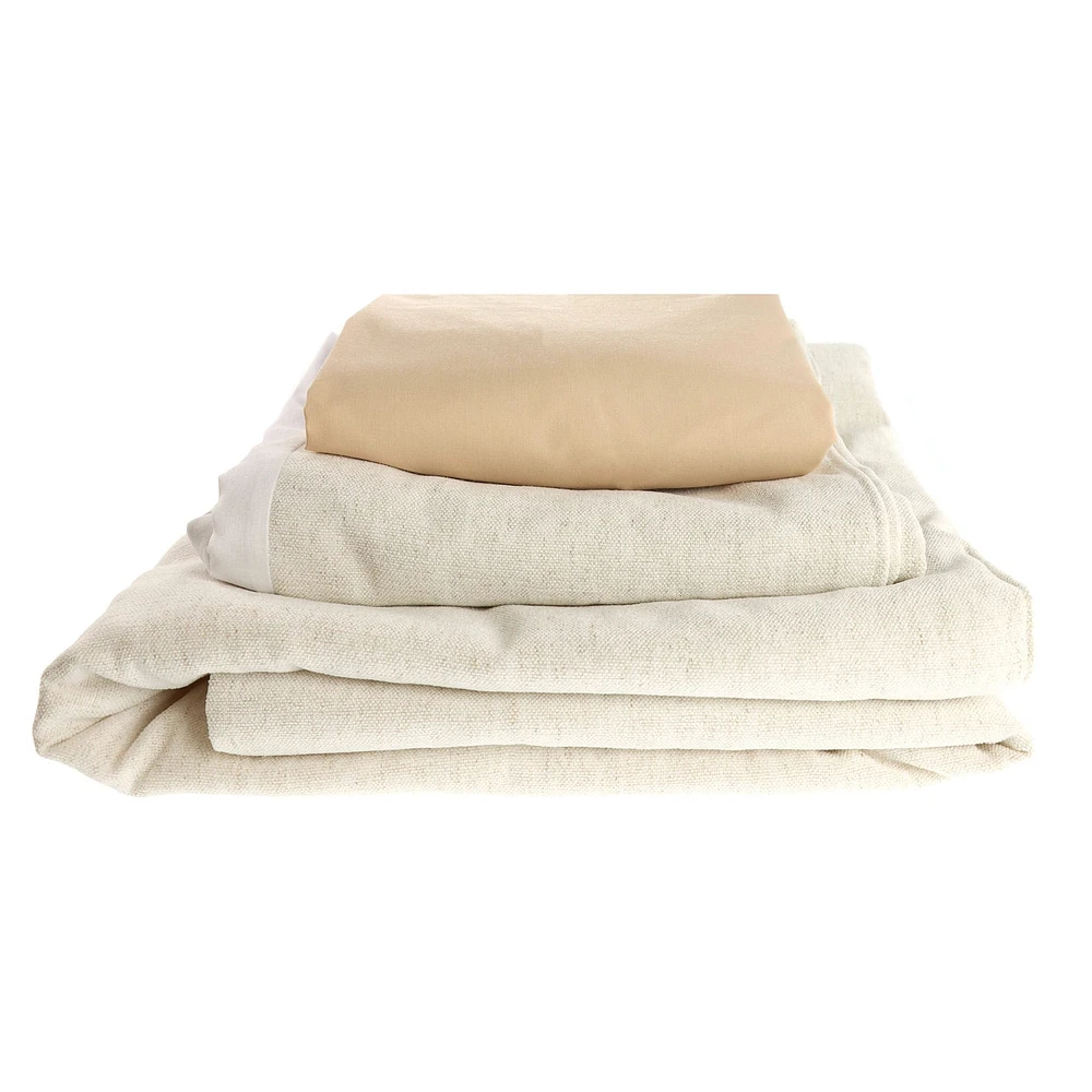 Literie 3 Morceaux - Beige Aspect Lin