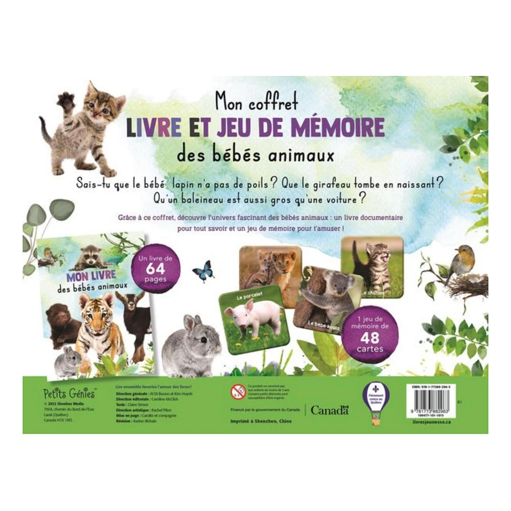 Mon coffret livre et jeu de mémoire des bébés animaux