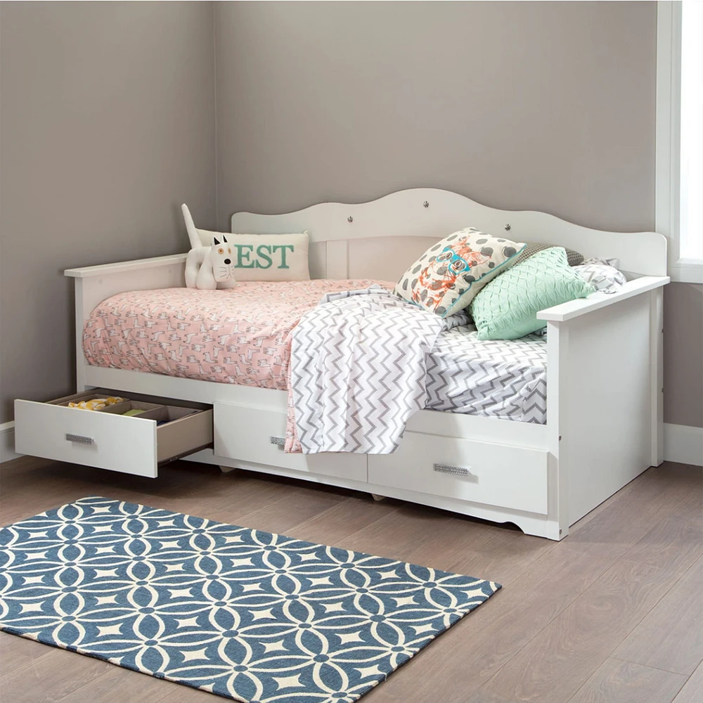 Lit Divan Avec Rangement Tiara - Blanc Solide