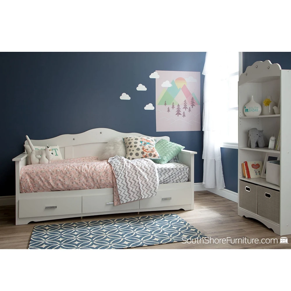 Lit Divan Avec Rangement Tiara - Blanc Solide