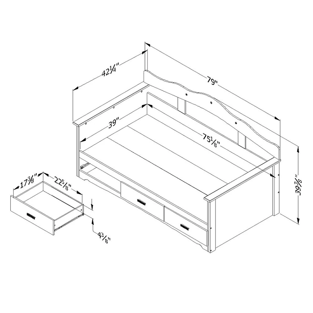 Lit Divan Avec Rangement Tiara - Blanc Solide