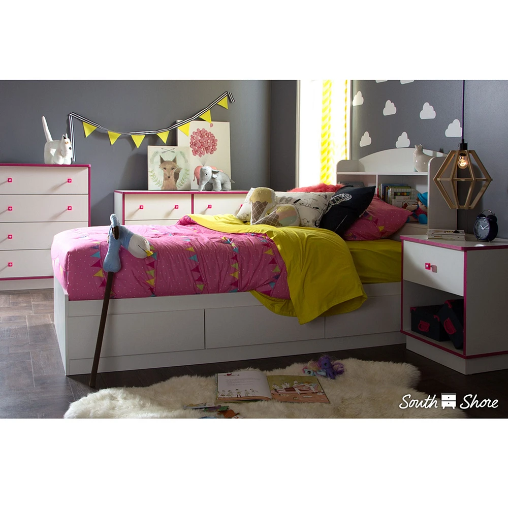 Logik Twin bed with 3 Drawers - White