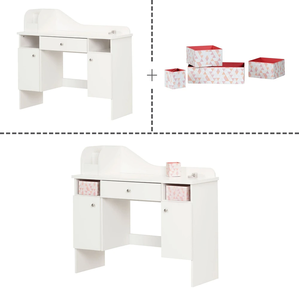 Meuble Coiffeuse avec Tiroir - Vito Blanc solide