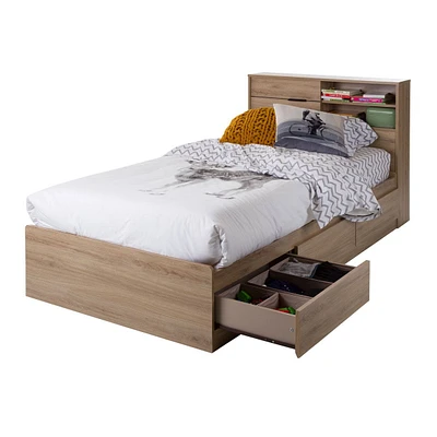 Fynn Twin Headboard with Storage - Rustic Oak