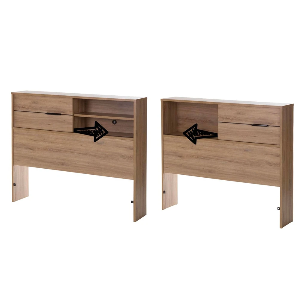 Fynn Twin Headboard with Storage - Rustic Oak