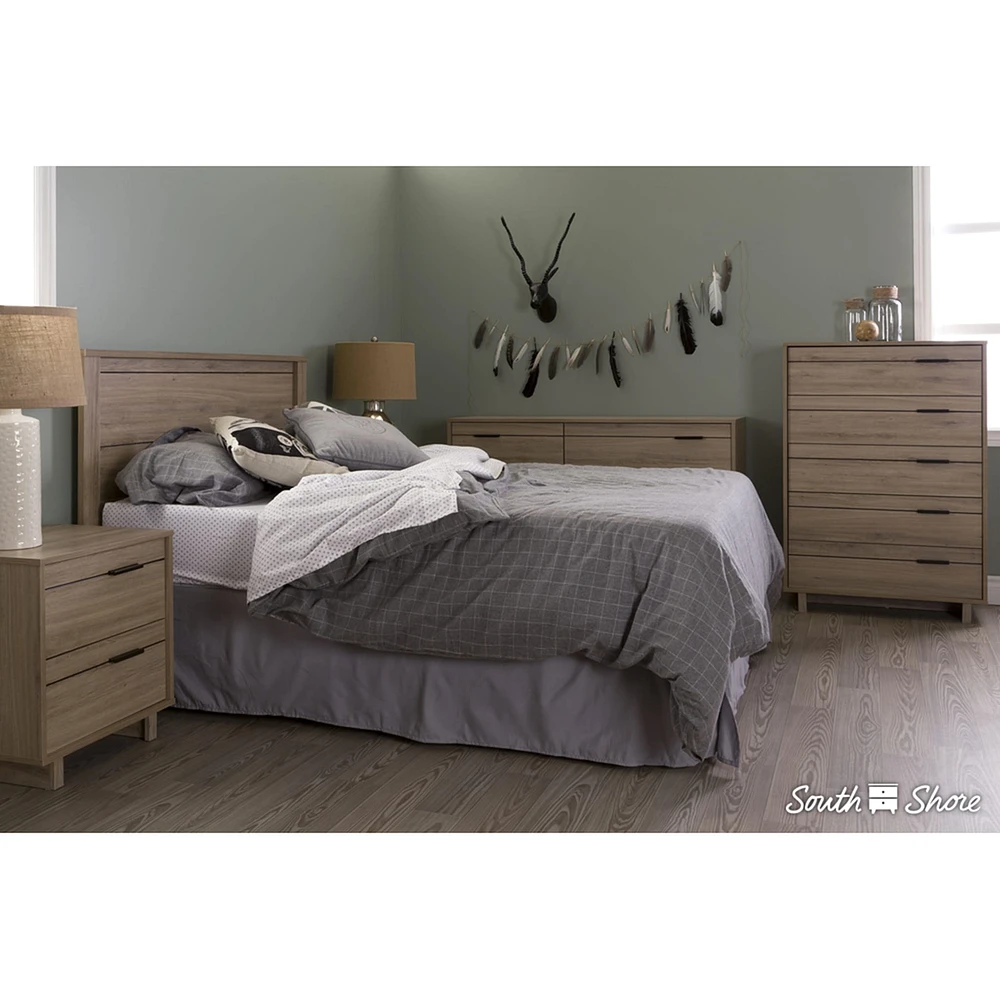 Tete de Lit Double Chêne Rustique