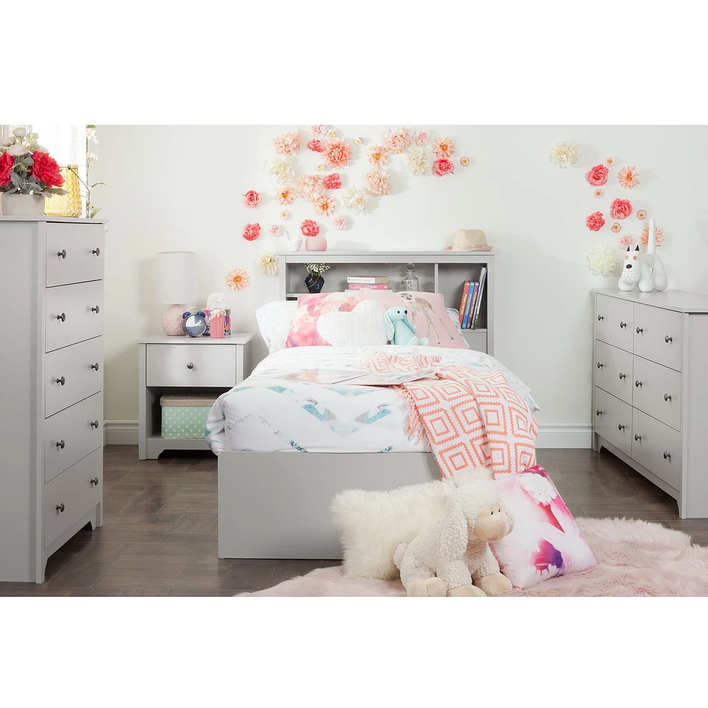 Mates Bed with 3 Drawers - Vito Soft Gray