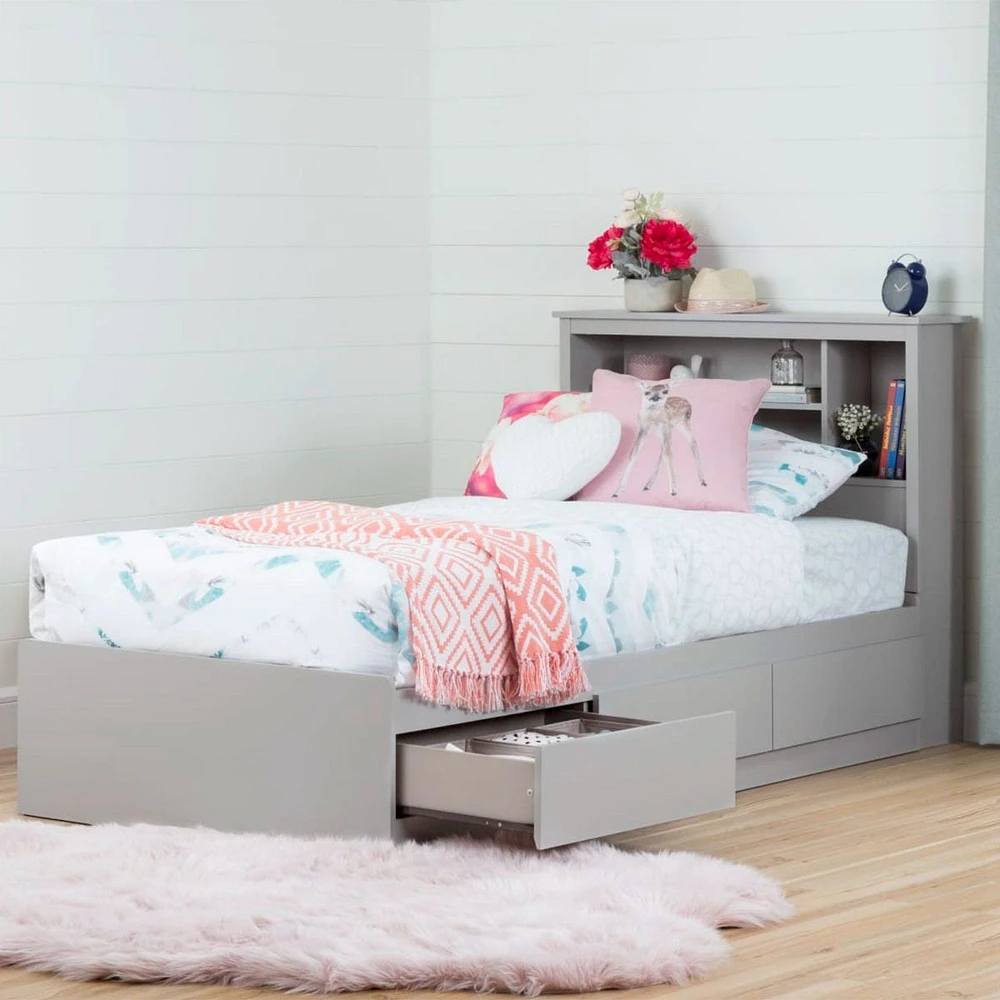 Mates Bed with 3 Drawers - Vito Soft Gray