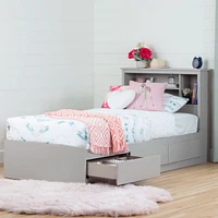 Mates Bed with 3 Drawers - Vito Soft Gray