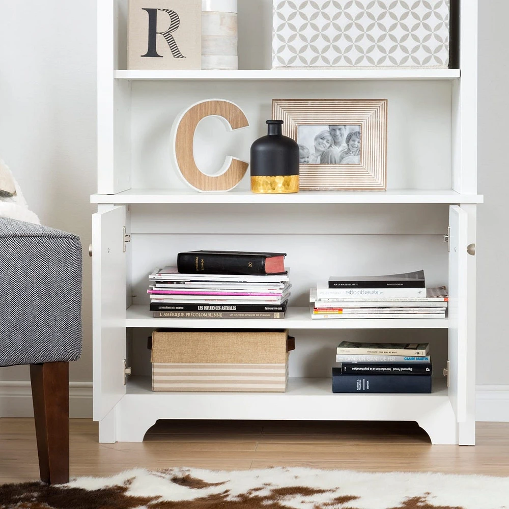 3-Shelf Bookcase with Doors - Vito Pure White