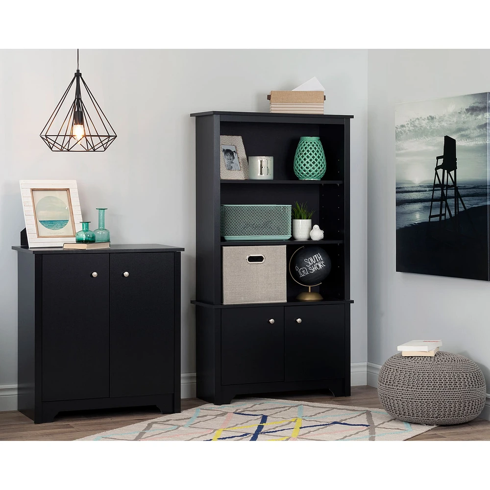 Armoire de Rangement 2 Portes - Vito Noir Solide