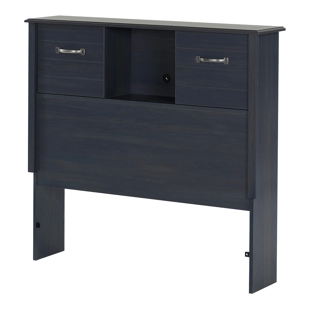 Twin Bookcase Headboard with Doors - Ulysses Blueberry