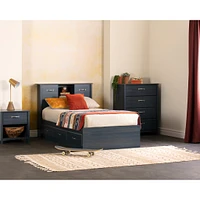 Twin Bookcase Headboard with Doors - Ulysses Blueberry