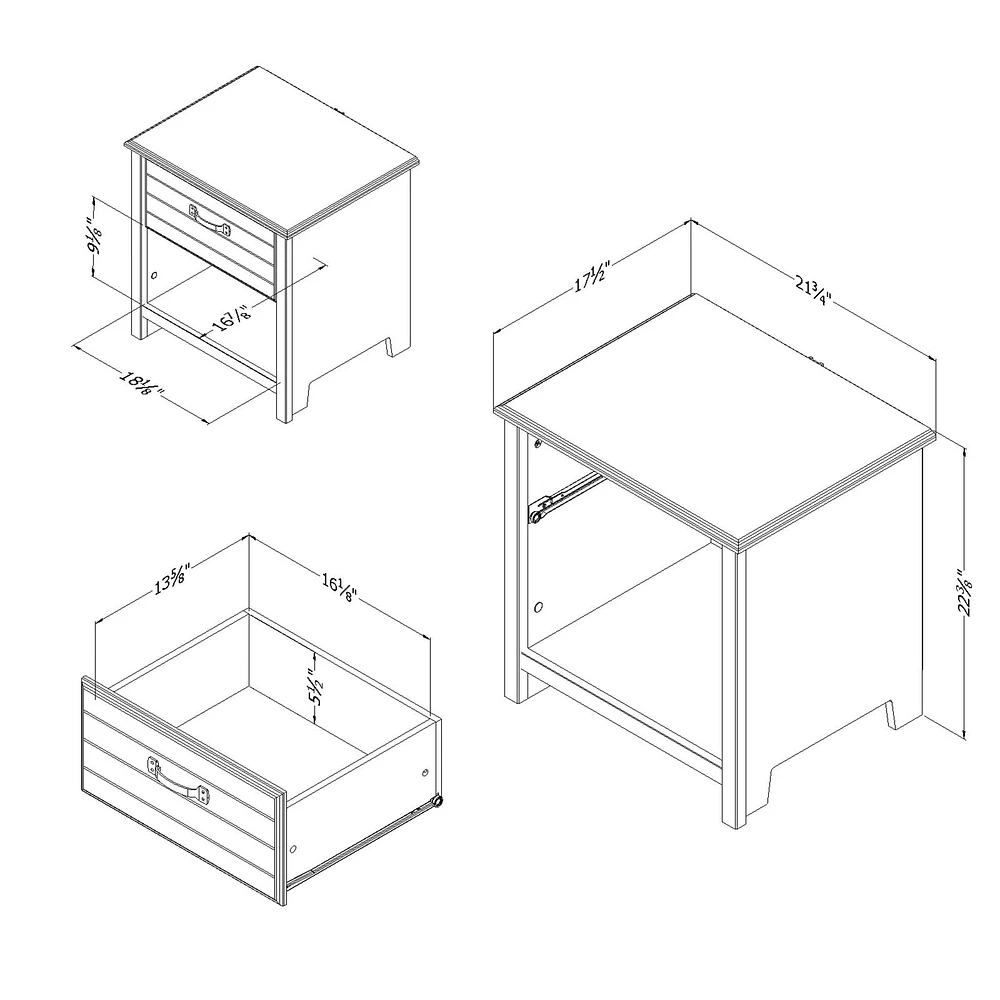 1-Drawer Nightstand Ulysses - Blueberry