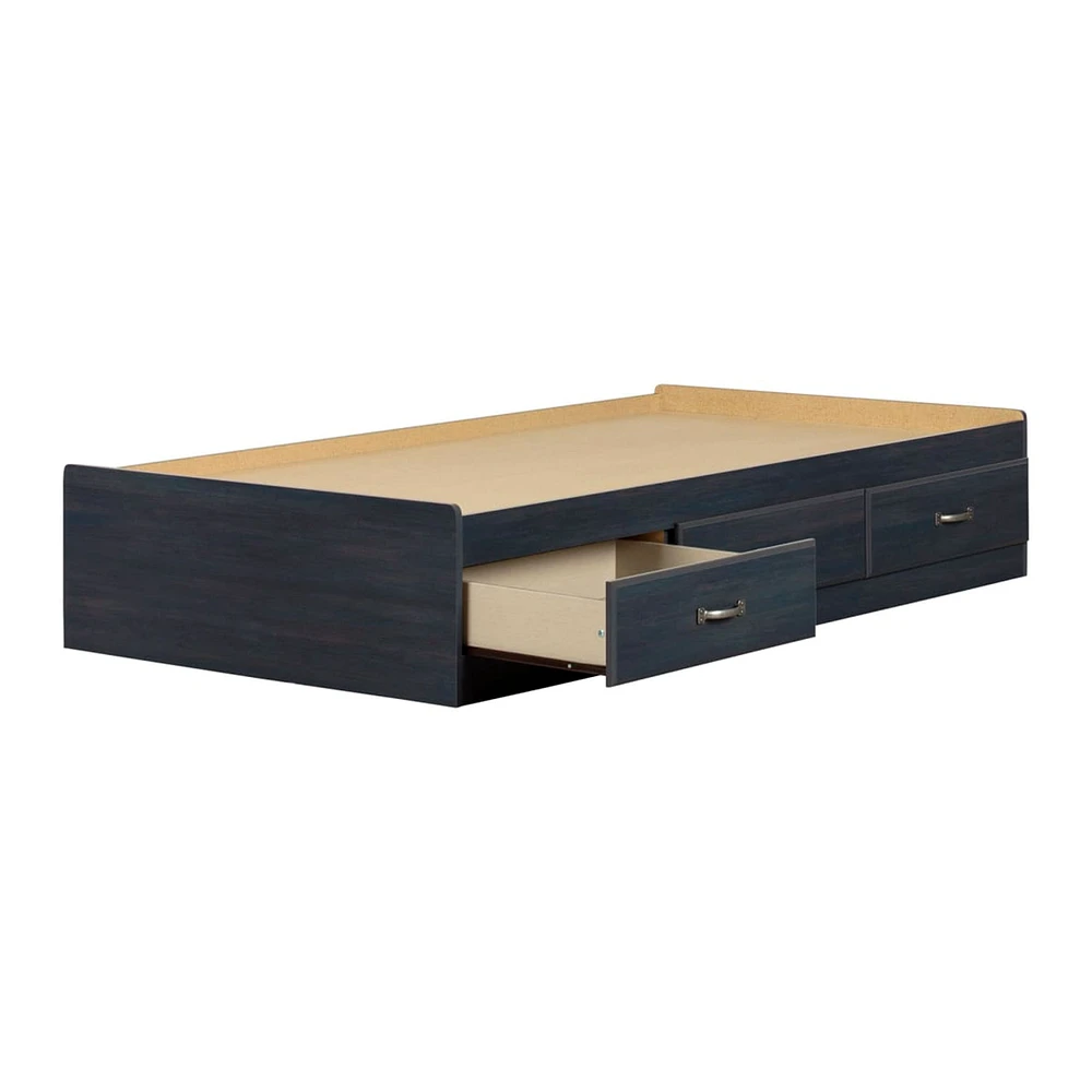 Ulysses Mates Twin Bed with 3 Storage Drawers - Blueberry