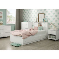 Twin Mates Bed with 3 Drawers - Little Smileys Pure White