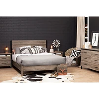 6-Drawer Double Dresser - Munich Weathered Oak and Matte Black