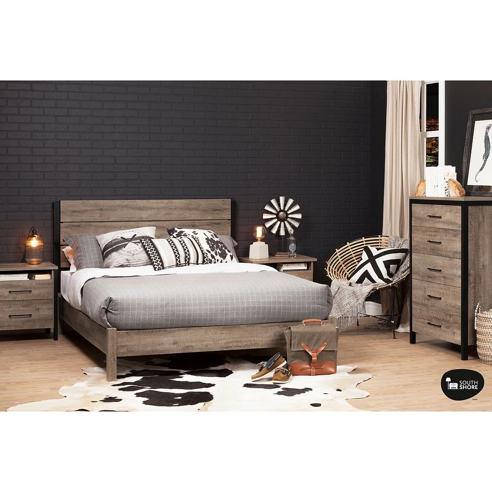 5-Drawer Chest - Munich Weathered Oak and Matte Black