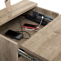 Table de Nuit avec Station de chargement - Versa Chêne Vieilli
