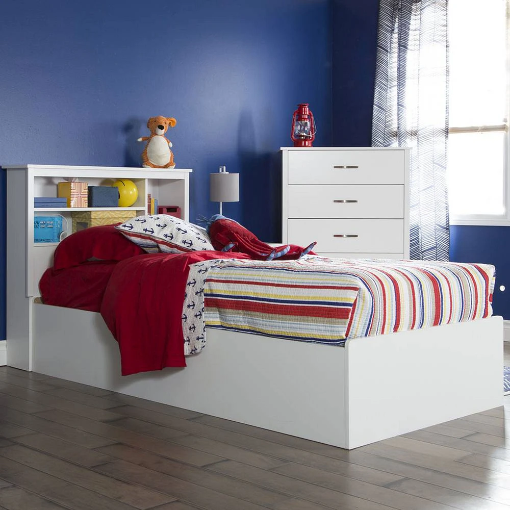 Step One Twin Mates Bed with 3 Drawers - White