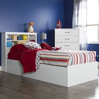 Step One Twin Mates Bed with 3 Drawers - White