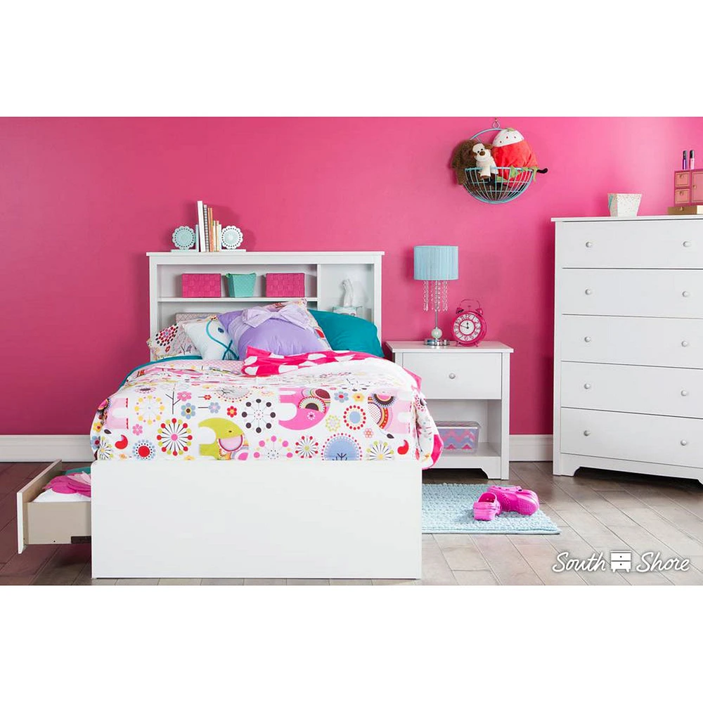 Step One Twin Mates Bed with 3 Drawers - White