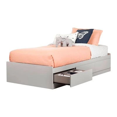 Lit Matelot Simple 3 Tiroirs Cookie - Gris Clair