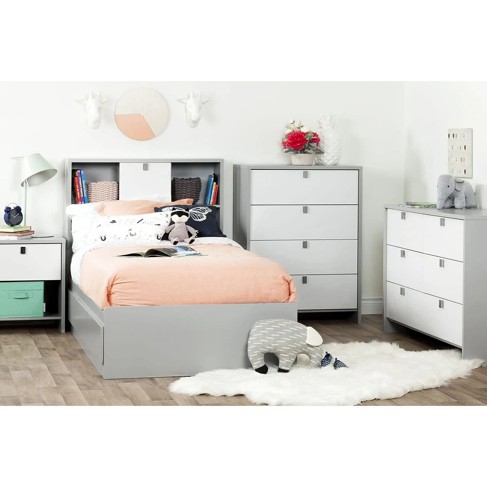 Lit Matelot Simple 3 Tiroirs Cookie - Gris Clair
