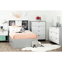 Lit Matelot Simple 3 Tiroirs Cookie - Gris Clair