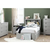 Reevo Twin Mates Bed with 3 Drawers - Soft Gray