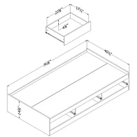 Reevo Twin Mates Bed with 3 Drawers - Soft Gray
