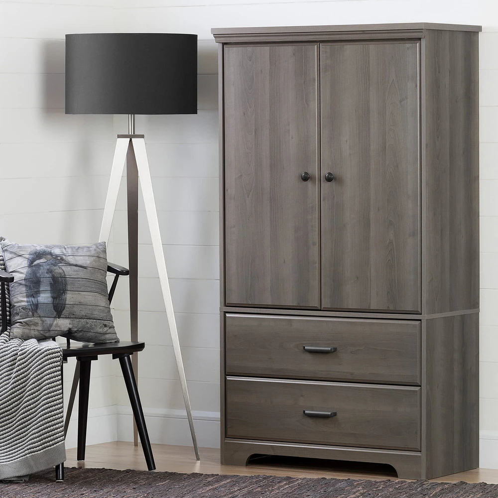 Armoire de Rangement 2 Portes - Versa Érable Cendré