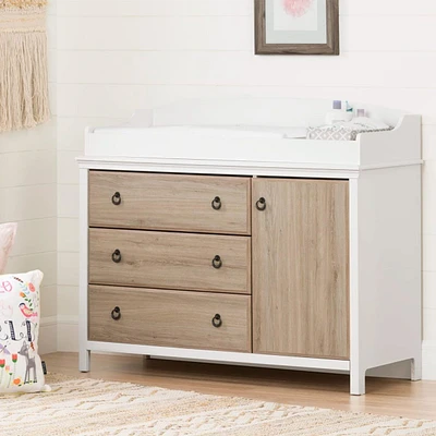 Catimini - Table à langer avec pourtour - Blanc / Chêne Rustique