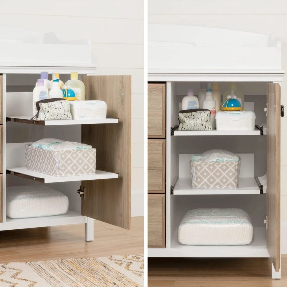 Catimini - Table à langer avec pourtour - Blanc / Chêne Rustique