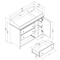 Catimini - Table à langer avec pourtour - Blanc / Chêne Rustique