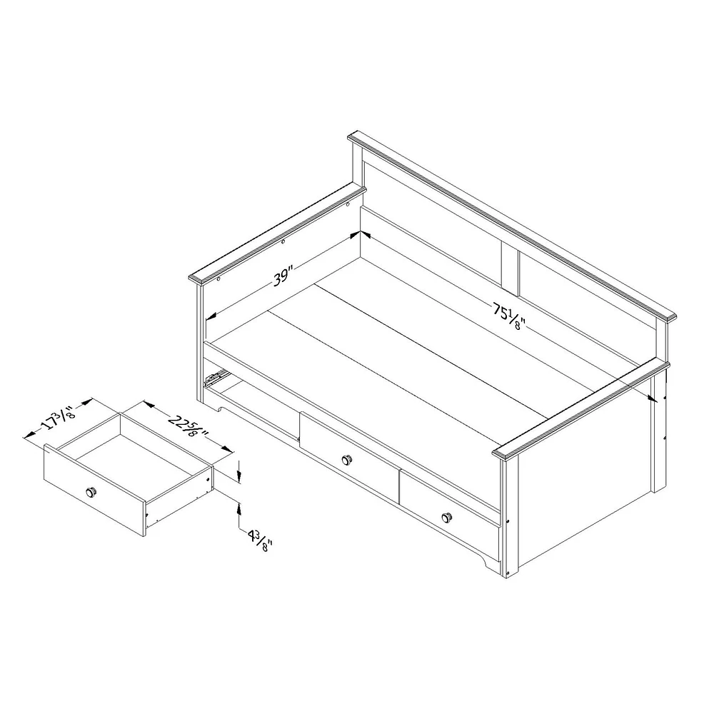Summer Breeze Daybed with Storage - Blueberry